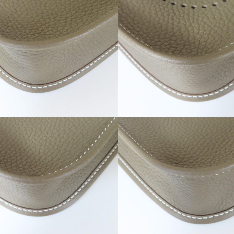 【巴黎站二手名牌專賣店】＊現貨＊HERMES 愛馬仕 真品＊K刻 Mini Evelyne 16大象灰小牛皮金釦鏤空洞H LOGO灰背帶肩背斜背包-4