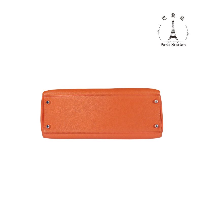 【巴黎站二手名牌專賣店】＊現貨＊HERMES 愛馬仕 真品＊X刻南瓜橘色內縫銀釦KELLY32手提兩用凱莉包-2