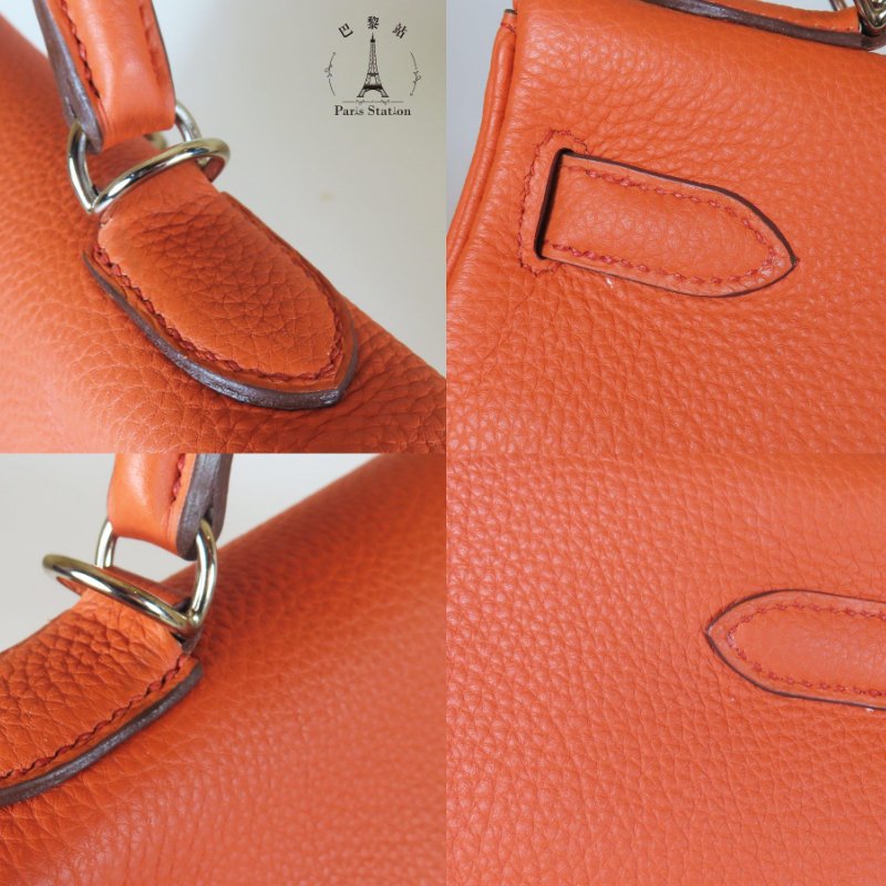 【巴黎站二手名牌專賣店】＊現貨＊HERMES 愛馬仕 真品＊X刻南瓜橘色內縫銀釦KELLY32手提兩用凱莉包-5