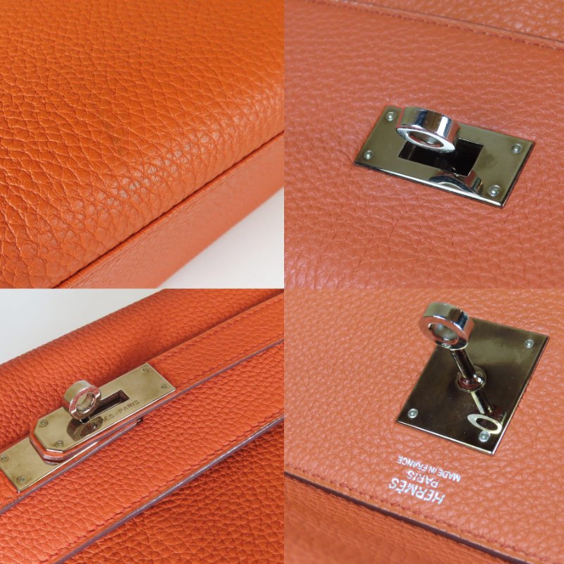 【巴黎站二手名牌專賣店】＊現貨＊HERMES 愛馬仕 真品＊X刻南瓜橘色內縫銀釦KELLY32手提兩用凱莉包-6