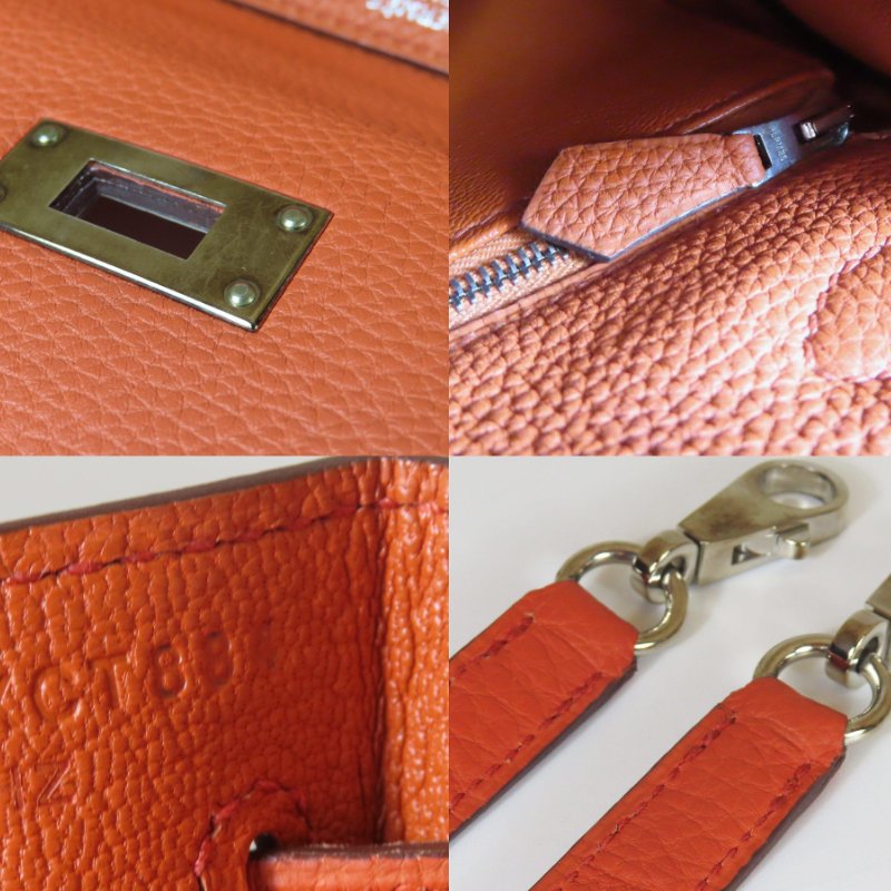 【巴黎站二手名牌專賣店】＊現貨＊HERMES 愛馬仕 真品＊X刻南瓜橘色內縫銀釦KELLY32手提兩用凱莉包-7