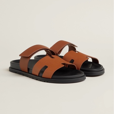 全新 HERMÈS 愛馬仕 Chypre涼鞋 Epsom 金色42