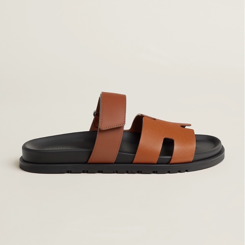 全新 HERMÈS 愛馬仕 Chypre涼鞋 Epsom 金色42 二舅鞋-2