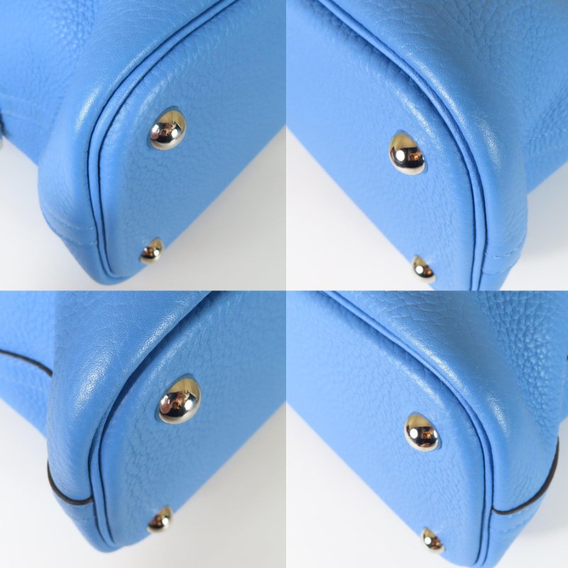【巴黎站二手名牌專賣店】*現貨*HERMES 愛馬仕 真品*T刻BOLIDE 31天藍色銀釦牛皮柏莉包 手提肩背斜背包-6