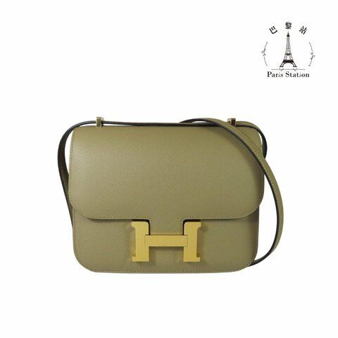 【巴黎站二手名牌專賣店】＊全新現貨＊HERMES 愛馬仕 真品＊K刻1C塵埃灰金釦Constance 19康康肩背斜背包