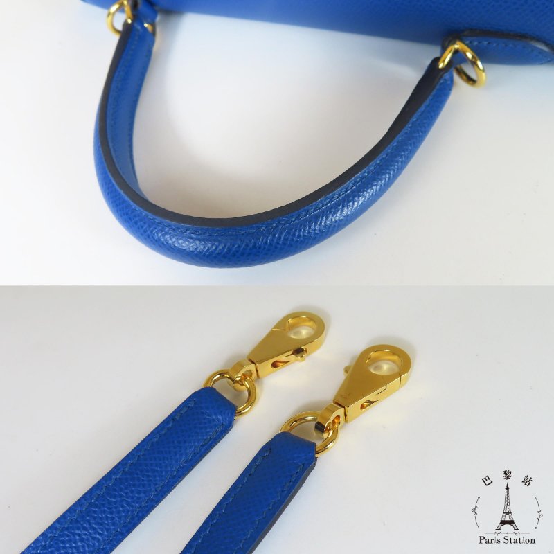 【巴黎站二手名牌專賣店】＊現貨＊HERMES 愛馬仕 真品＊Z刻71法國藍金釦KELLY25 手提包 肩背包-7