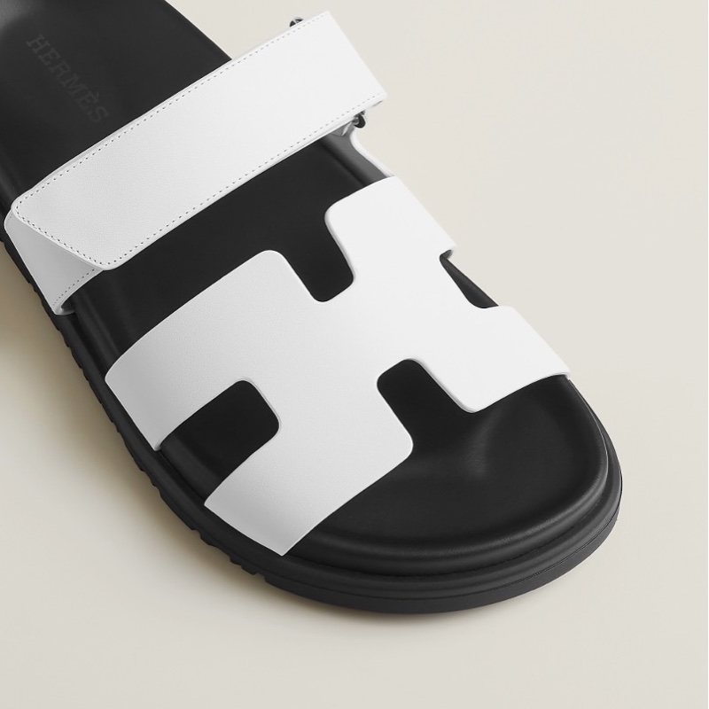 全新 HERMÈS 愛馬仕 Chypre涼鞋 Epsom 白色 36.5 二舅鞋-4