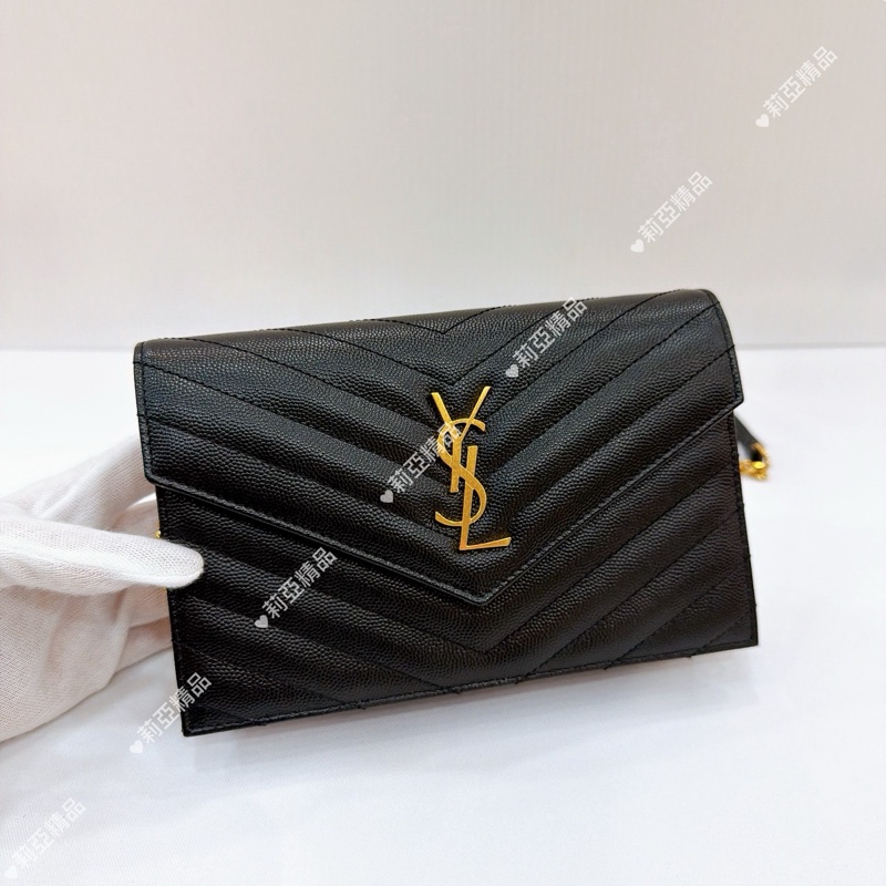 莉亞精品♡Ysl 小款WOC 黑金 二手美包-2