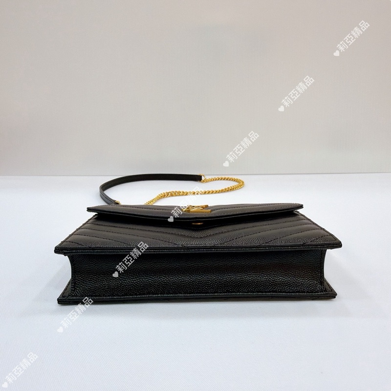 莉亞精品♡Ysl 小款WOC 黑金 二手美包-4
