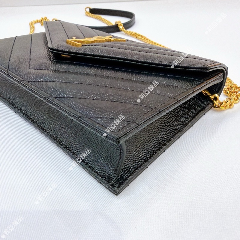 莉亞精品♡Ysl 小款WOC 黑金 二手美包-9