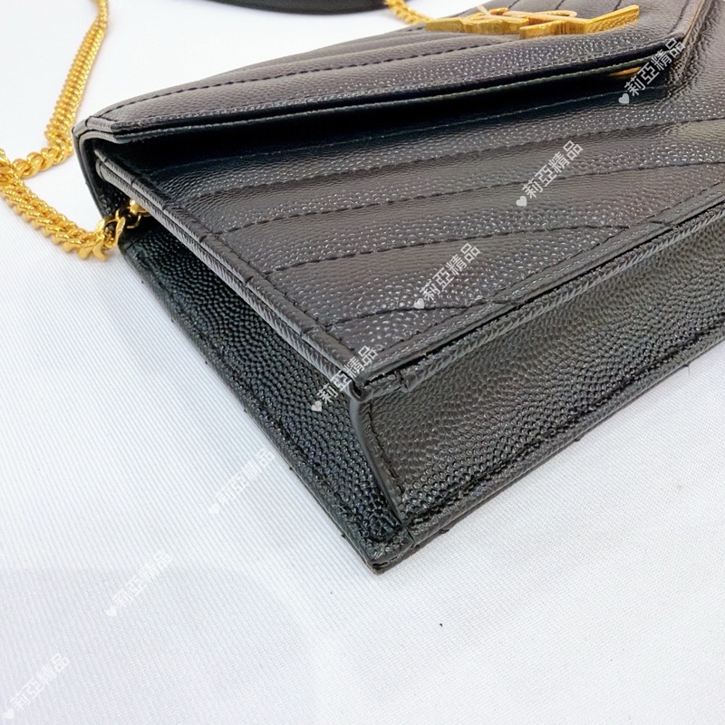 莉亞精品♡Ysl 小款WOC 黑金 二手美包-10