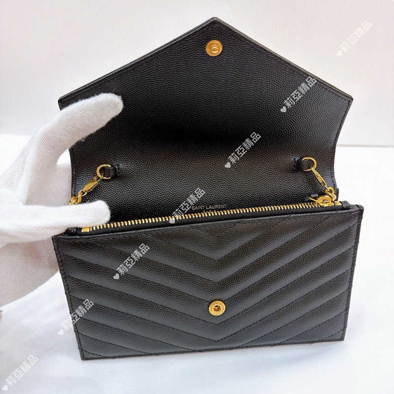 莉亞精品♡Ysl 小款WOC 黑金 二手美包-12