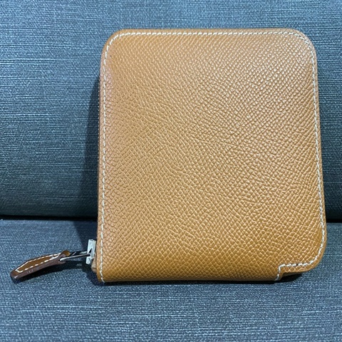 HERMES金棕色絲巾短夾