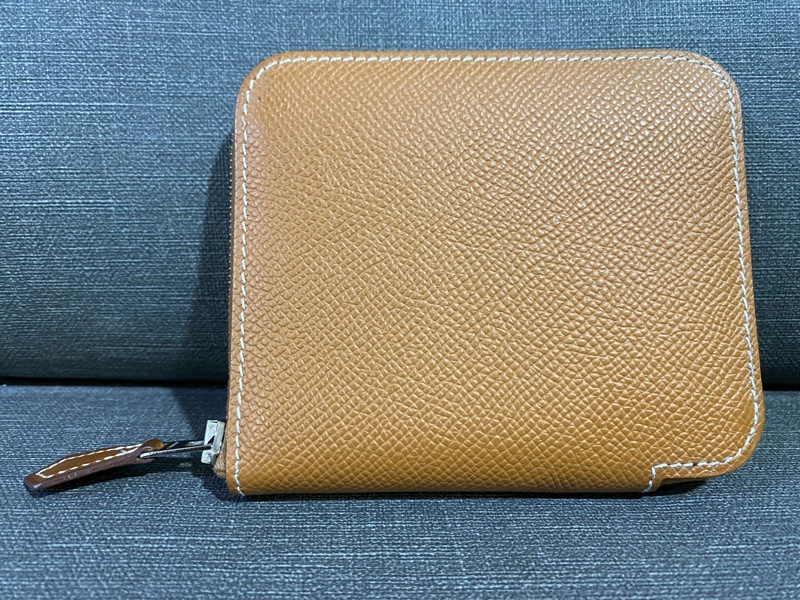 HERMES金棕色絲巾短夾-0