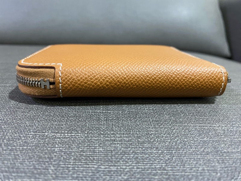 HERMES金棕色絲巾短夾-3