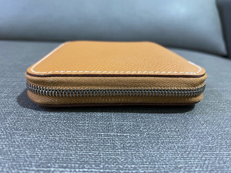 HERMES金棕色絲巾短夾-4