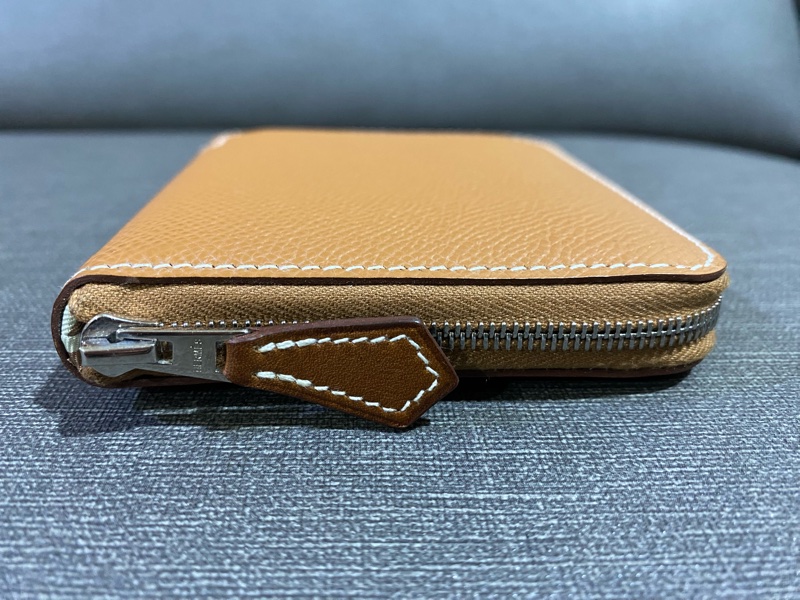 HERMES金棕色絲巾短夾-6