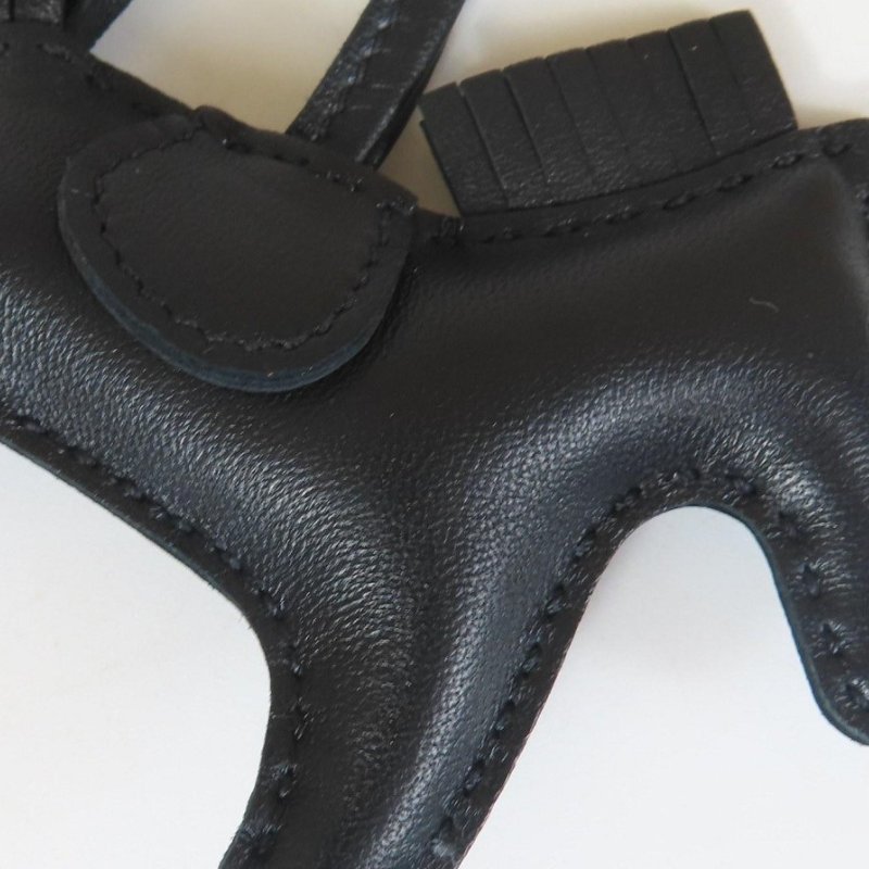 【巴黎站二手名牌專賣店】*現貨*HERMES 愛馬仕 真品*Y刻RODEO黑色羊皮小馬吊飾-5