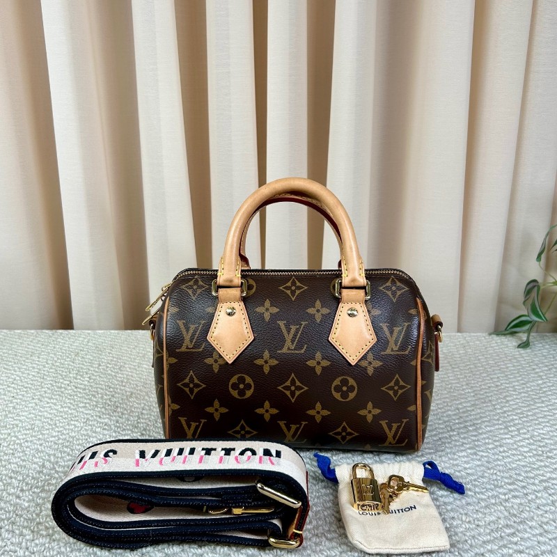 LV路易威登Speedy20 經典老花手提單肩斜挎包 性價比超高 容量合適 配寬肩帶 輕便又能裝-0