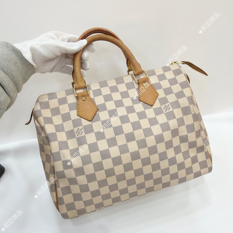 莉亞精品♡ Lv speedy 30白棋盤格（無背帶）二手美包-2