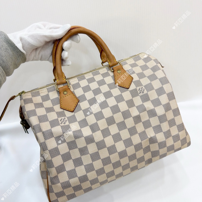 莉亞精品♡ Lv speedy 30白棋盤格（無背帶）二手美包-3