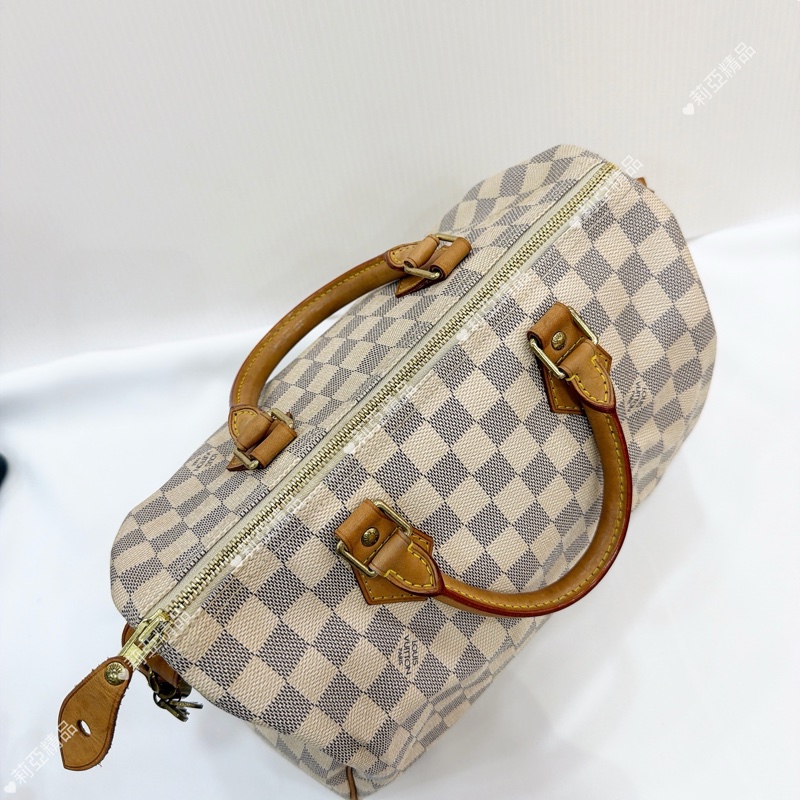 莉亞精品♡ Lv speedy 30白棋盤格（無背帶）二手美包-4