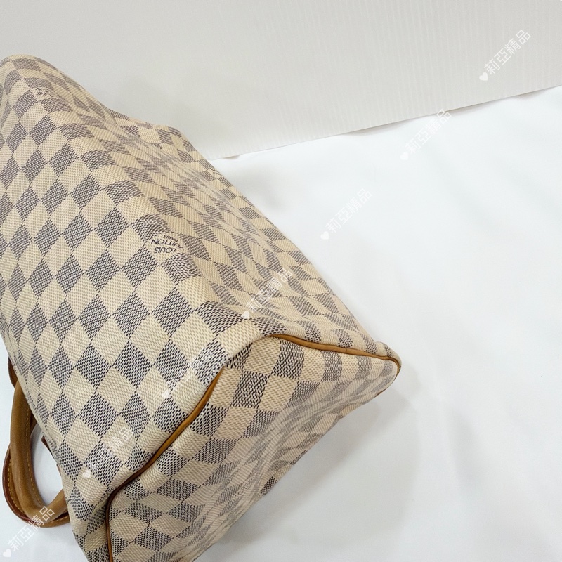 莉亞精品♡ Lv speedy 30白棋盤格（無背帶）二手美包-9