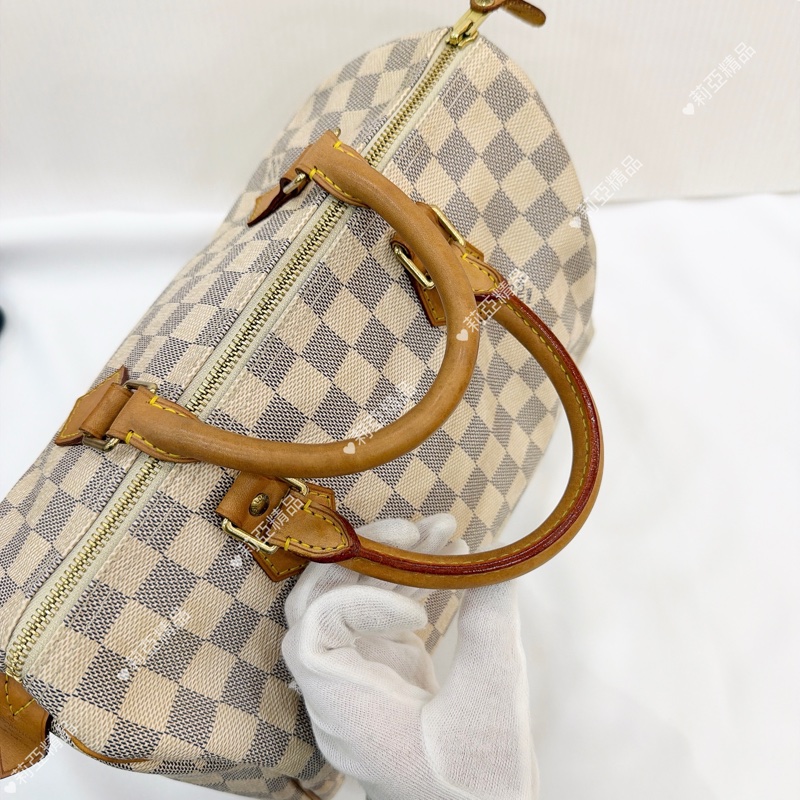 莉亞精品♡ Lv speedy 30白棋盤格（無背帶）二手美包-11
