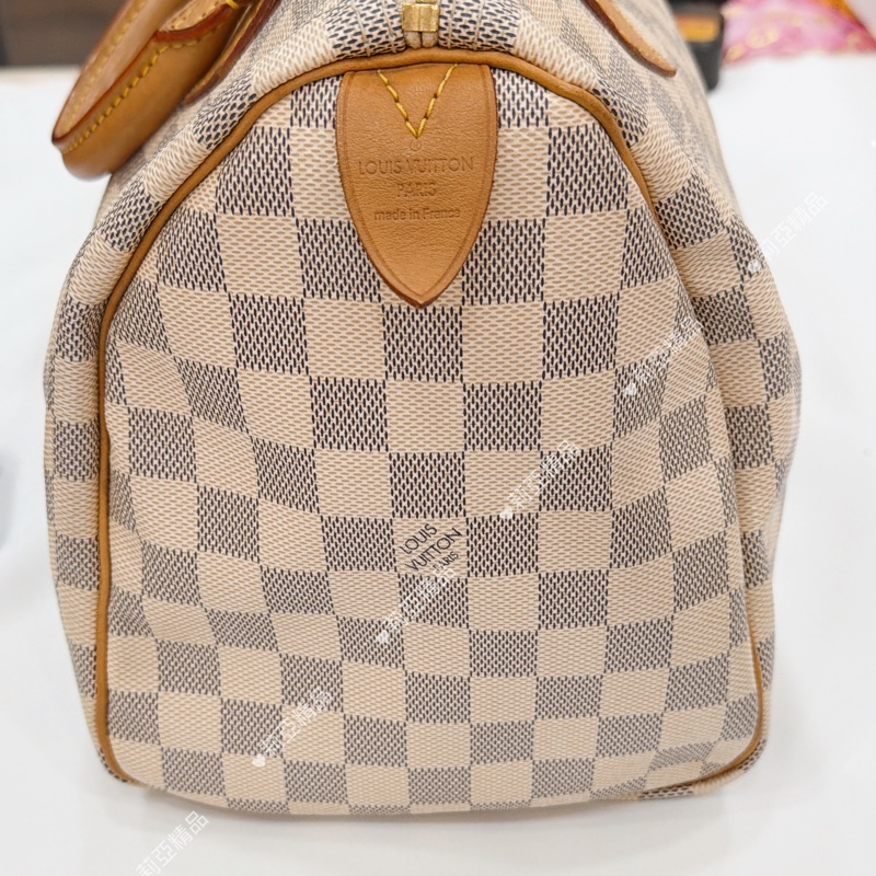 莉亞精品♡ Lv speedy 30白棋盤格（無背帶）二手美包-14