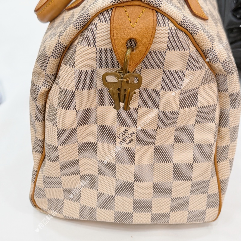 莉亞精品♡ Lv speedy 30白棋盤格（無背帶）二手美包-15