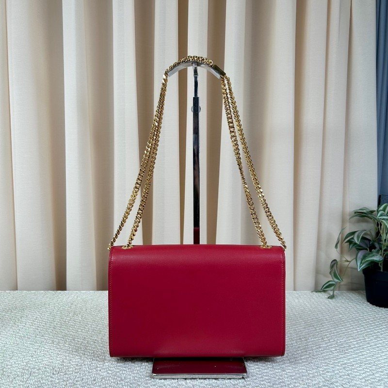 YSL聖羅蘭紅色流蘇鏈條包 紅金配色 鏈條肩帶 流蘇裝飾 容量日常夠用 單肩斜挎都可以 氣質很讚-1