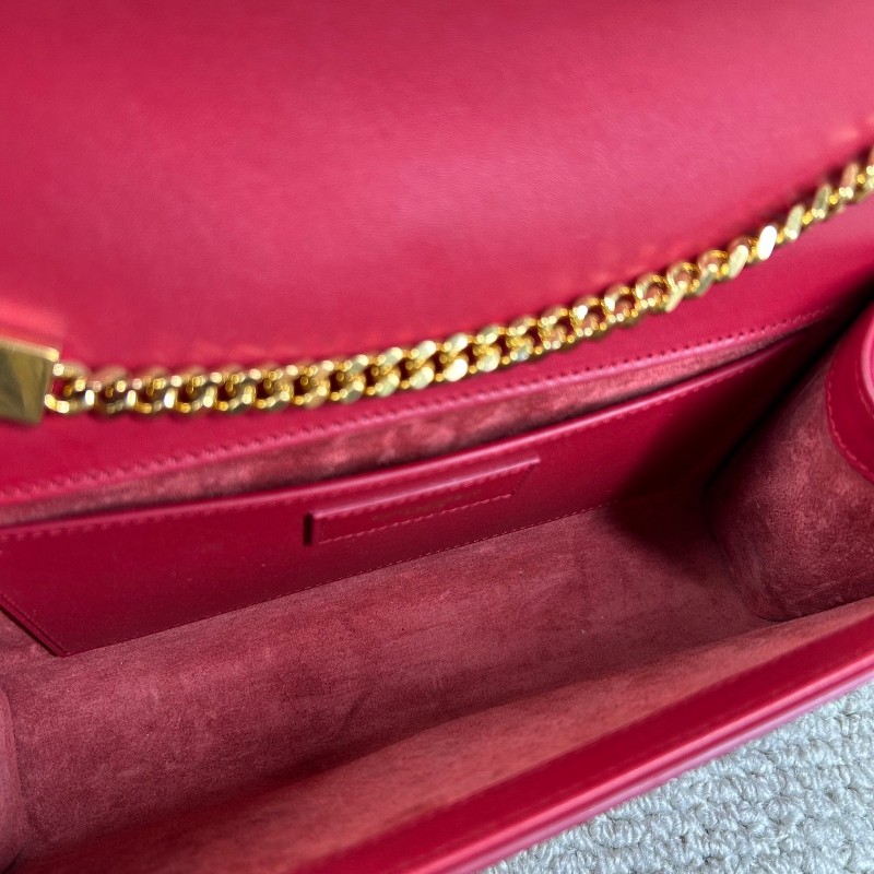 YSL聖羅蘭紅色流蘇鏈條包 紅金配色 鏈條肩帶 流蘇裝飾 容量日常夠用 單肩斜挎都可以 氣質很讚-2