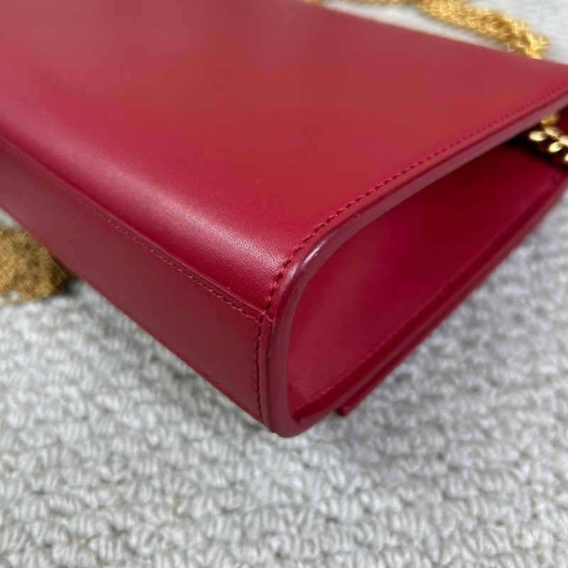 YSL聖羅蘭紅色流蘇鏈條包 紅金配色 鏈條肩帶 流蘇裝飾 容量日常夠用 單肩斜挎都可以 氣質很讚-10