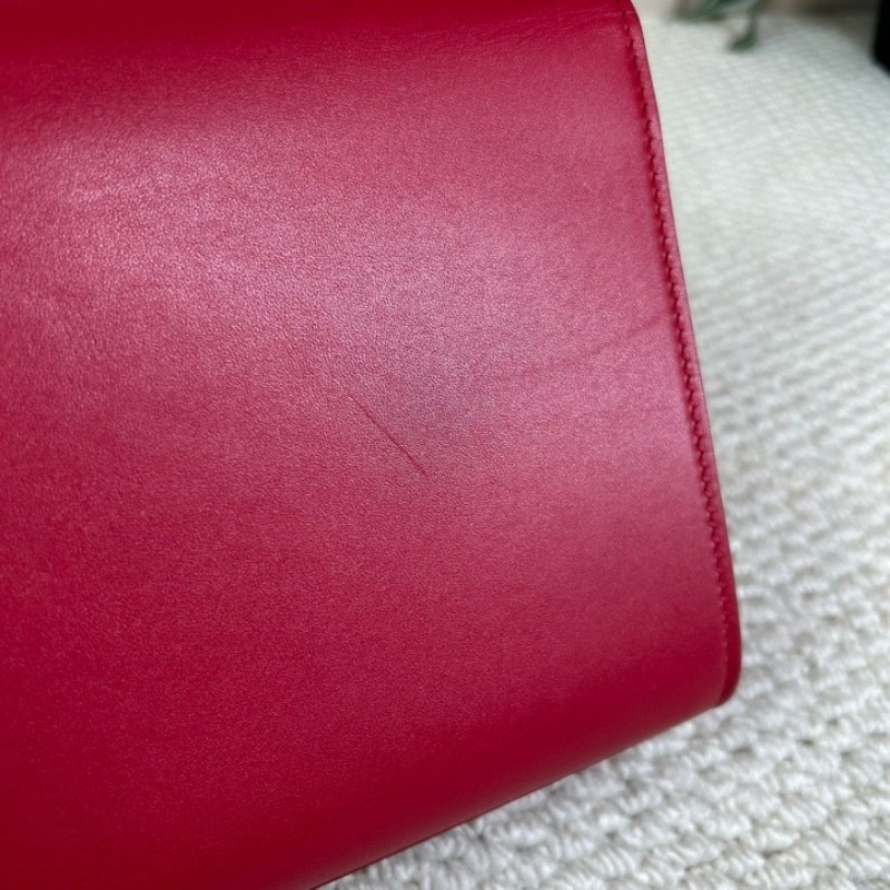 YSL聖羅蘭紅色流蘇鏈條包 紅金配色 鏈條肩帶 流蘇裝飾 容量日常夠用 單肩斜挎都可以 氣質很讚-11