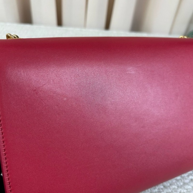 YSL聖羅蘭紅色流蘇鏈條包 紅金配色 鏈條肩帶 流蘇裝飾 容量日常夠用 單肩斜挎都可以 氣質很讚-12