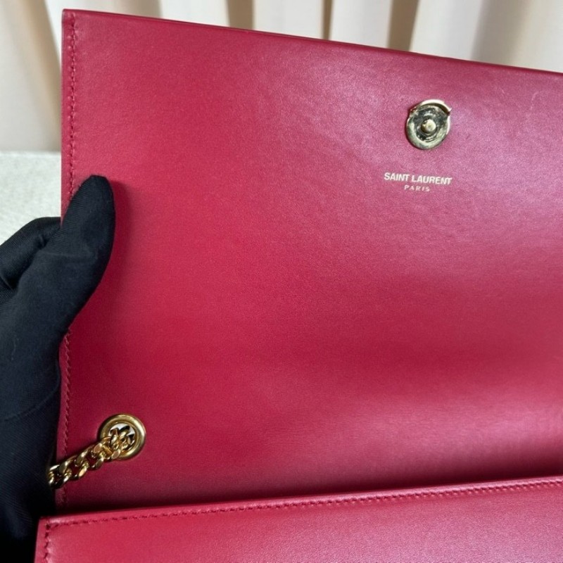 YSL聖羅蘭紅色流蘇鏈條包 紅金配色 鏈條肩帶 流蘇裝飾 容量日常夠用 單肩斜挎都可以 氣質很讚-21