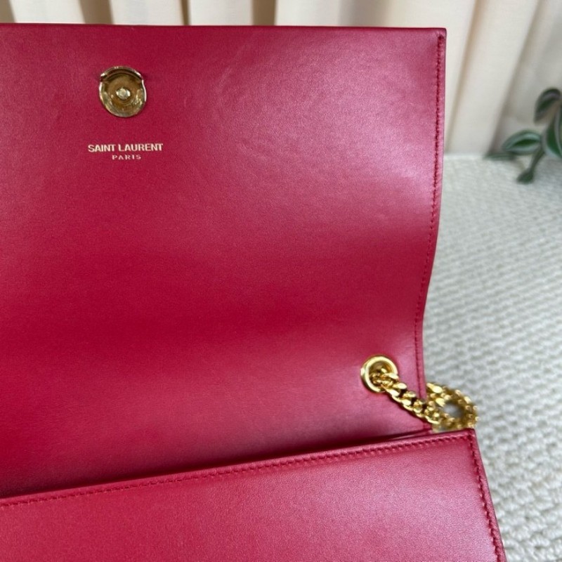 YSL聖羅蘭紅色流蘇鏈條包 紅金配色 鏈條肩帶 流蘇裝飾 容量日常夠用 單肩斜挎都可以 氣質很讚-22