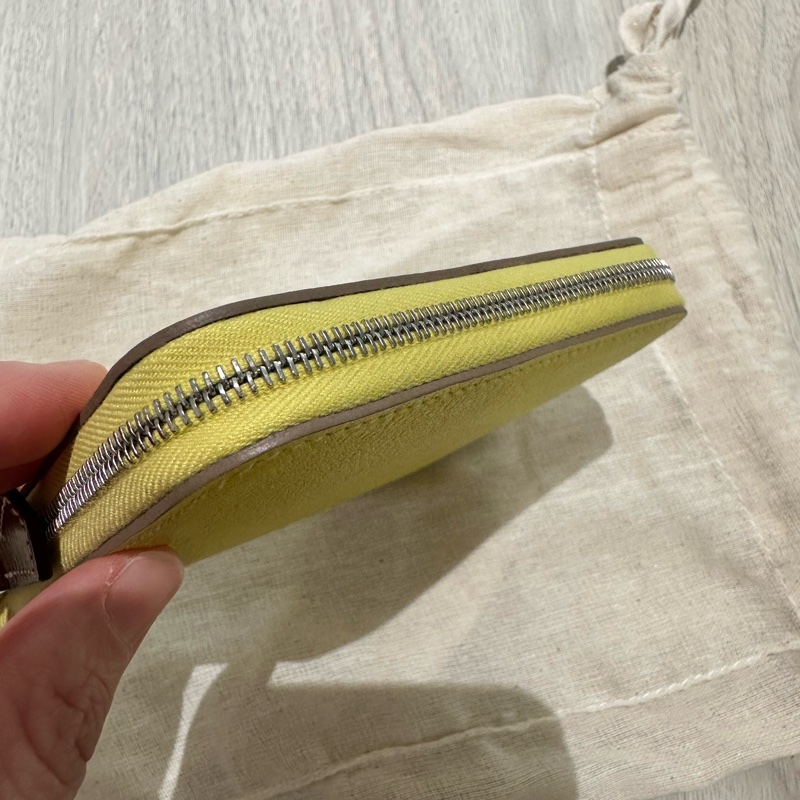 愛馬仕 Hermes 檸檬黃 萊姆黃 絲巾短夾 招財黃-3