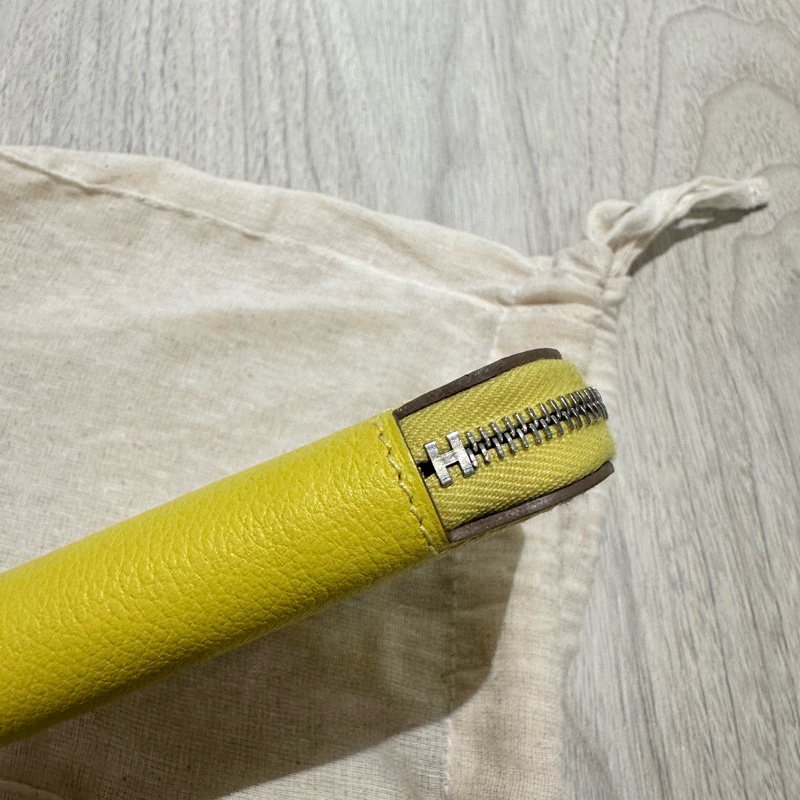 愛馬仕 Hermes 檸檬黃 萊姆黃 絲巾短夾 招財黃-7