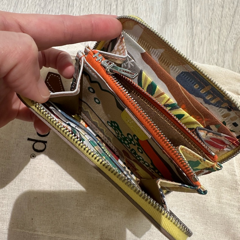 愛馬仕 Hermes 檸檬黃 萊姆黃 絲巾短夾 招財黃-10