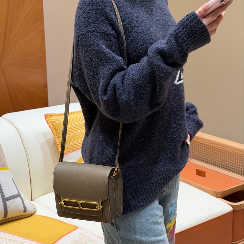 Hermès 愛馬仕 豬鼻子Mini Roulis 19 大象灰金釦-2