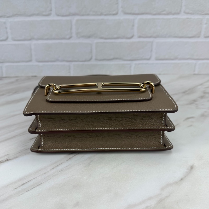 Hermès 愛馬仕 豬鼻子Mini Roulis 19 大象灰金釦-6