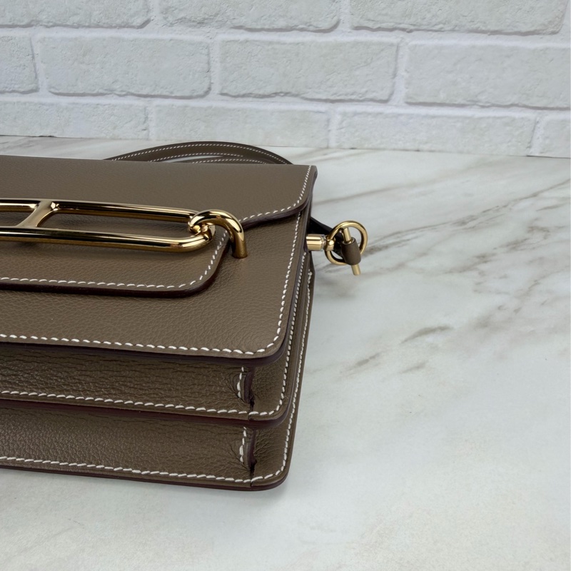 Hermès 愛馬仕 豬鼻子Mini Roulis 19 大象灰金釦-8