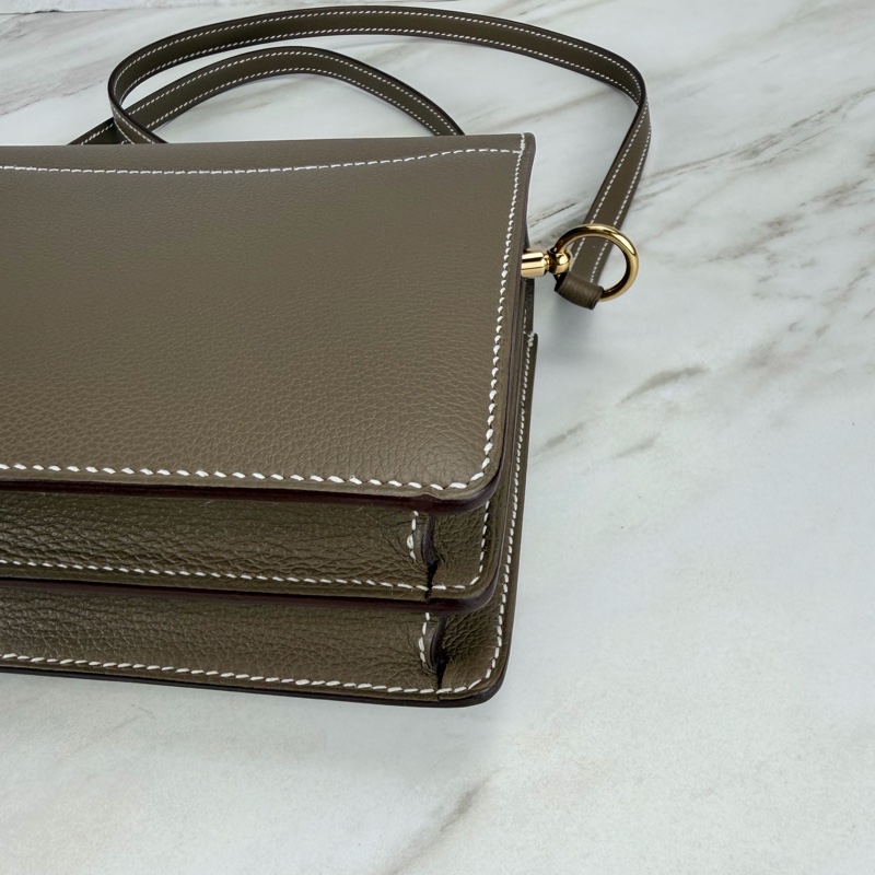 Hermès 愛馬仕 豬鼻子Mini Roulis 19 大象灰金釦-10