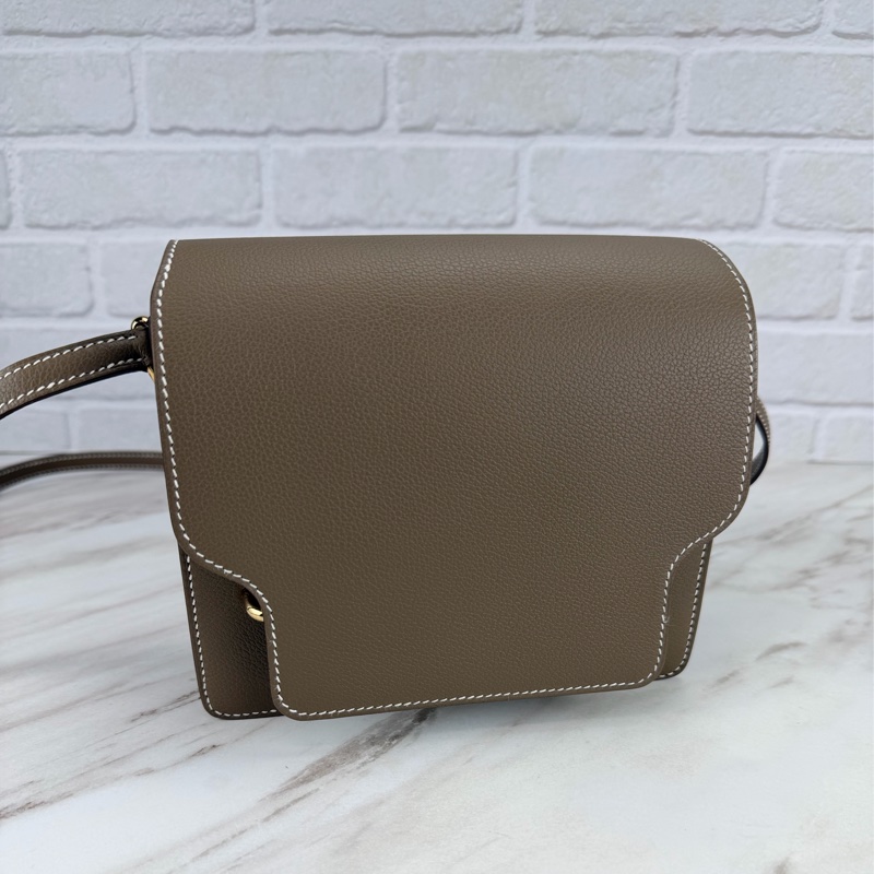 Hermès 愛馬仕 豬鼻子Mini Roulis 19 大象灰金釦-13