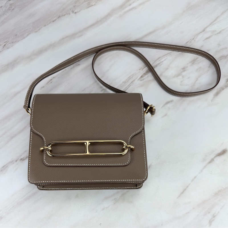 Hermès 愛馬仕 豬鼻子Mini Roulis 19 大象灰金釦-17