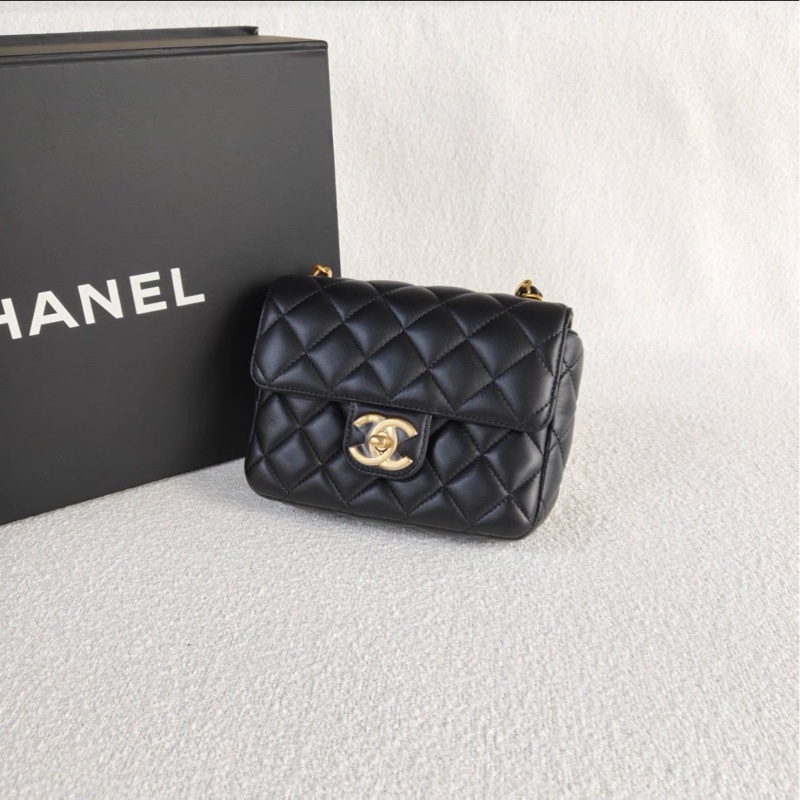 活潑貴氣感🦢99新🆕Chanel黑金23C彩色琺瑯籌碼金幣鏈條方胖子斜挎單肩包-10