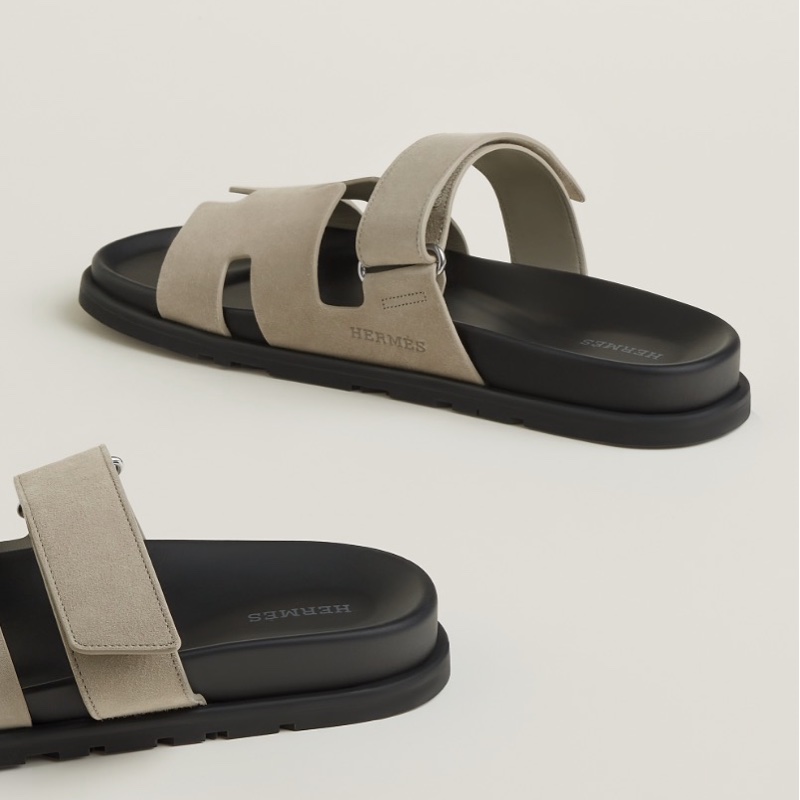 全新 HERMÈS 愛馬仕 Chypre 涼鞋 麂皮 米色 二舅鞋-4