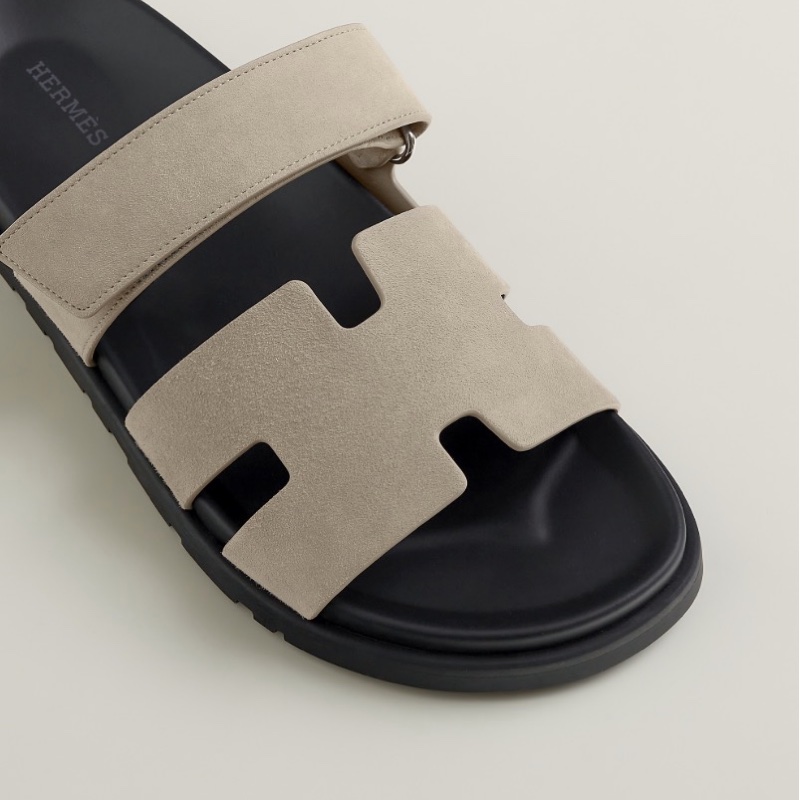 全新 HERMÈS 愛馬仕 Chypre 涼鞋 麂皮 米色 二舅鞋-5