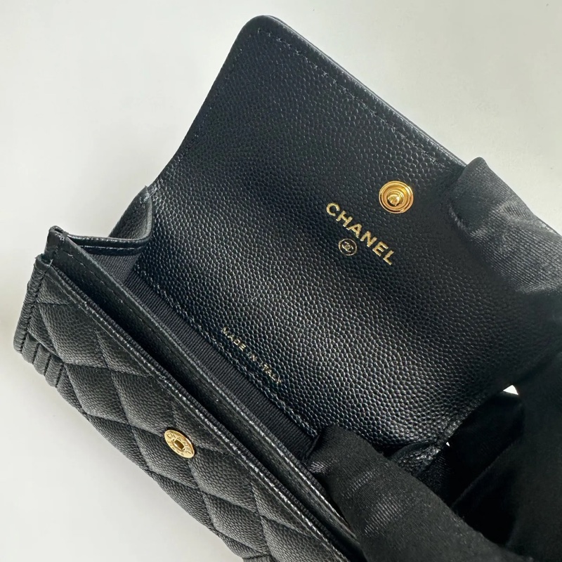 CHANEL Boy 荔枝皮黑金卡包-11